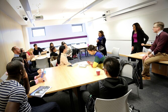 Jane Cordell working with Leeds Business School post-graduates (2017)